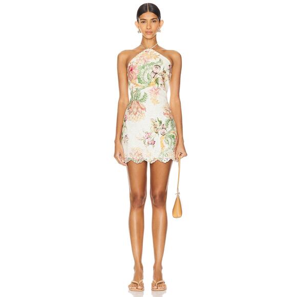 Hemant And Nandita Short Floral Eyelet Scalloped Mini Dress Large - Picture 3 of 10